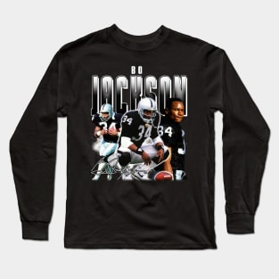 Bo Jackson Bo Knows Signature Vintage Legend Baseball Football Bootleg Rap Graphic Style Long Sleeve T-Shirt